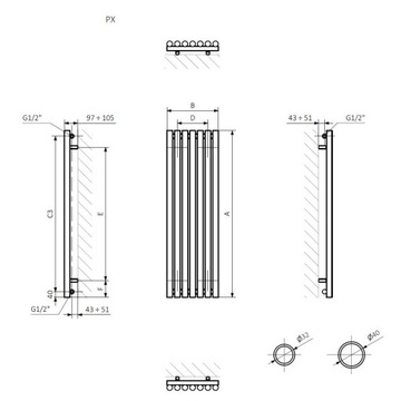 Kolorowy podokienny grzejnik pokojowy ROLO ROOM 50 x 119