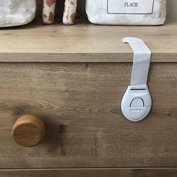 ZABEZPIECZENIE BLOKADA SZAFEK MEBLI SZUFLAD LODÓWKI MOCNE Z TAŚMĄ 3M