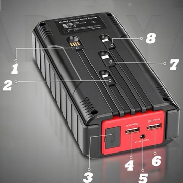 ПУСКОВОЕ УСТРОЙСТВО ДЛЯ АВТОМОБИЛЬНОГО POWERBANK JUMP STARTER 1200А 20000мАч
