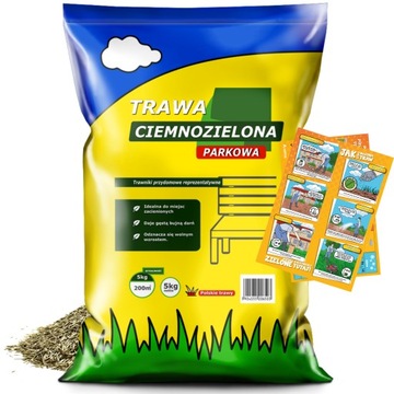 TRAWA CIEMNOZIELONA PARKOWA CIENIOLUBNA MIEJSCA ZACIENIONE 5KG 200M2