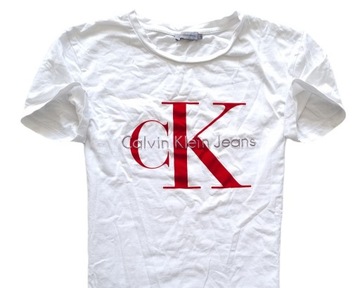 CALVIN KLEIN JEANS BIG LOGO T-Shirt Damska Bawełniana Koszulka S