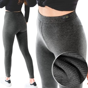 LEGGINSY z WYSOKIM STANEM PRĄŻKOWANE MODELUJĄCE BAWEŁNA KRYJĄCE PREMIUM XL