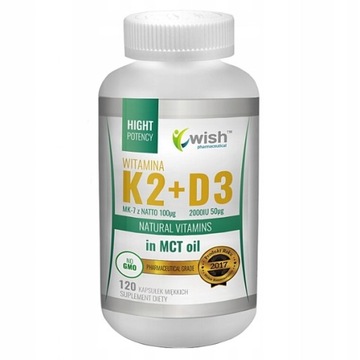 WITAMINA K2 MK-7+D3 ORGANICZNY OLEJ KOKOS MCT 120k
