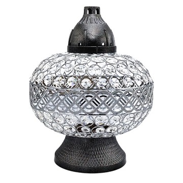 Ogromny Znicz Premium Srebro Nowoczesny Lampion ze Szkiełek WAZA Diament