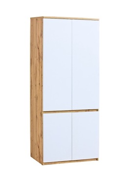 Szafa 2-drzwiowa Biała Dąb Wotan Do Sypialni Pokoju Młodzieżowego 80 cm