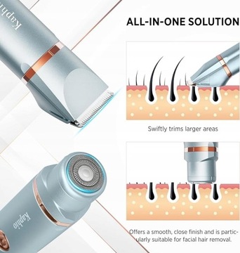 Электрическая бритва для бикини для женщин: 2 в 1, IPX7, водонепроницаемая Kaphio