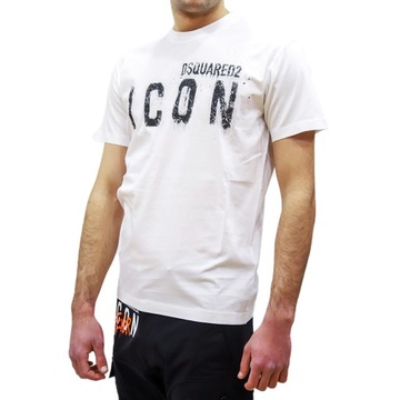 DSQUARED2 włoski t-shirt koszulka ICON WHITE SPRAY