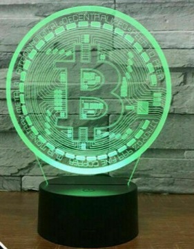 3D светодиодная биткойн-ЛАМПА 16 цветов RGB с дистанционным управлением