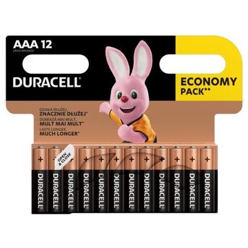 24 базовых щелочных батарейки Duracell AAA/LR3