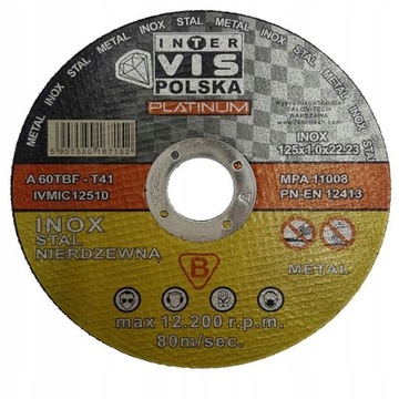 TARCZE DO CIĘCIA STALI NIERDZEWNEJ INOX 125/1 IV