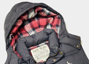 JACK WILLS kamizelka puchowa pikowana granatowa z kapturem * S M