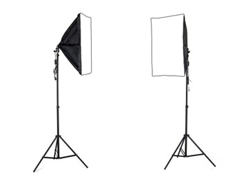 2 LAMPY FOTOGRAFICZNE SOFTBOX 50X70cm 400W STATYWY
