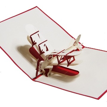 3D-открытка с красным пассажирским самолетом на день отца, подарок на день дедушки WOW