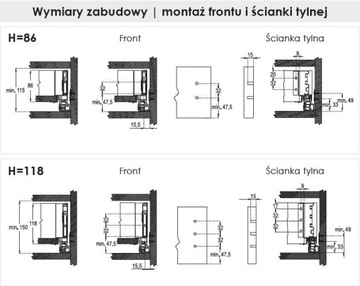 Szuflada ULTRABOX 500mm H199 grafit