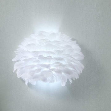 Nowoczesna lampa ścienna z piórami, białe pióra