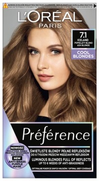 Loreal Preference trwała farba do włosów 7.1 Iceland Popielaty Blond