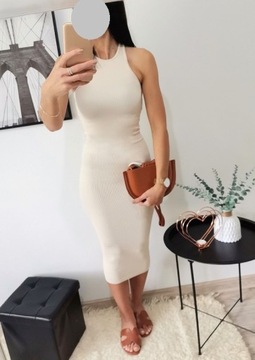 Sukienka prążkowana Prettylittlething lycra midi 36 S