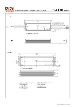 Блок питания для светодиодов MEAN WELL HLG-240H-24 B 240Вт 24В 10А IP67
