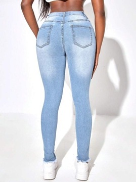 SHEIN SXY Modne damskie spodnie jeansowe skinny z przetarciami L