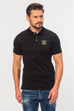 EMPORIO ARMANI - czarna koszulka polo z logo r. S