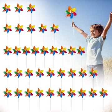 50 X Wiatraczki Kolorowe Plastikowe Dzieci Ogród