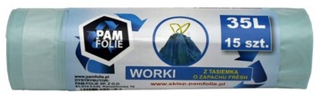 ZAPACHOWE WORKI NA ŚMIECI 35L z taśmą - FRESH - 15 szt