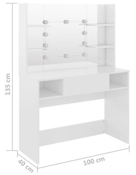КОСМЕТИЧЕСКИЙ СТОЛИК ДЛЯ МАКИЯЖА, ГЛЯНЦЕВОЕ ЗЕРКАЛО LED
