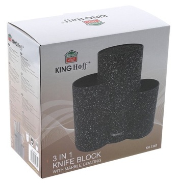 Подставка из серого мрамора 3в1 для ножей и кухонной утвари