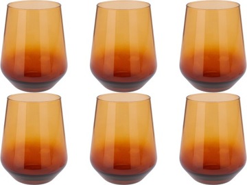 SZKLANKA do Herbaty Kawy Napojów 425ml BURSZTYNOWA 6 szt DLA BABCI, DZIADKA