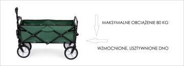 Складная большая тележка для транспортировки в пляжный сад, зеленая, с усиленным дном