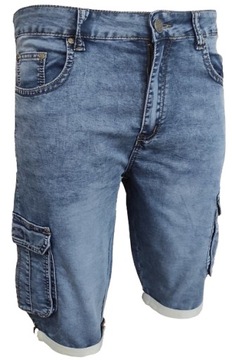 Spodenki Męskie Jeansowe Bojówki Krótkie Spodnie Jeans W38