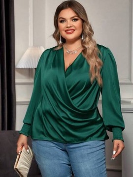 SHEIN BLUZKA PLUS SIZE SATYNOWA ZIELONA 44 ŁKA