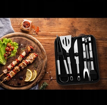 НАБОР СТАЛЬНОГО ГРИЛЯ АКСЕССУАРЫ ДЛЯ СТАЛЬНОГО ГРИЛЯ СТОЛОВЫЕ ПРИБОРЫ ПОСУДА ЧЕХОЛ