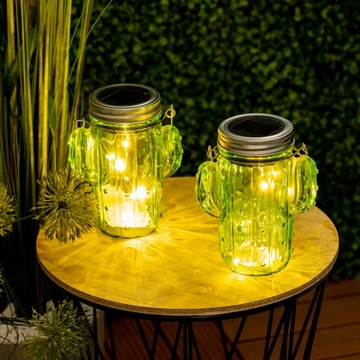 СОЛНЕЧНАЯ ЛАМПА САДОВАЯ БАНКА КАКТУС СТЕКЛО LED