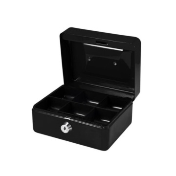 МЕТАЛЛИЧЕСКАЯ КАССЕТА ДЛЯ ДЕНЕГ С КЛЮЧОМ, МАЛЕНЬКИЙ СЕЙФ ДЛЯ МАГАЗИНА, ЧЕРНЫЙ