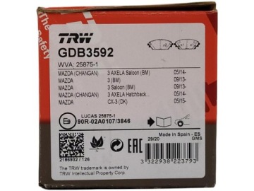 TRW GDB3592 Комплект тормозных колодок, тормоза