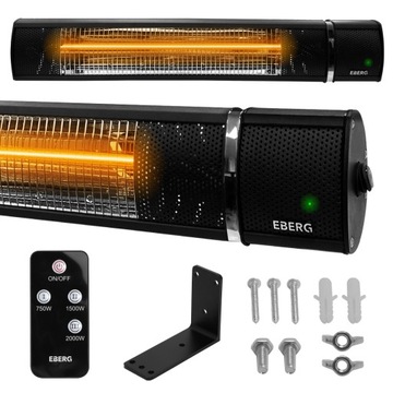 Promiennik podczerwieni ciepła IXU 2000W grzejnik ścienny lampa TIMER+pilot