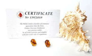 Серебряные СЕРЬГИ с ЯНТАРНЫМИ шипами + СЕРТИФИКАТ