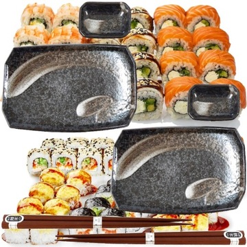 Zestaw Ceramiki Do Sushi Ciemny Ansen Dla 2 Osób Na Prezent EDO JAPAN