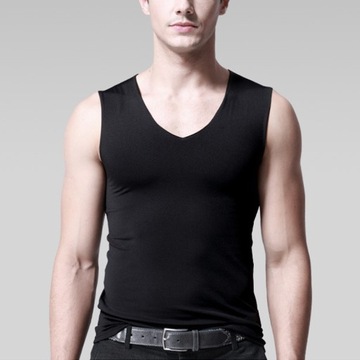 Ice Silk Seamless Men's Vest V-neck Tank Tops No T