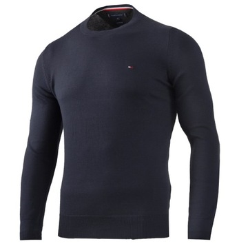 Tommy Hilfiger Sweter MW0MW04978 granatowy okrągły r. S