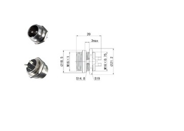Złącze wtyk mikrofonowe NC 2pin 812 na panel