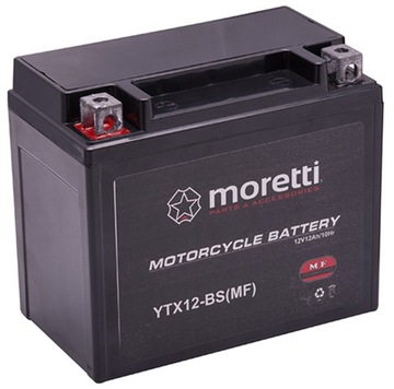 Гелевый аккумулятор Moretti 12В 10Ач YTX12A-BS Quad ATV Zipp Honda XL 650