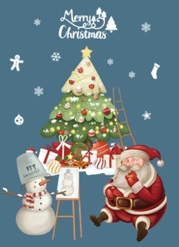 Рождественские наклейки на оконных украшениях с Санта -Клаусом