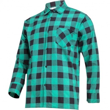 KOSZULA FLANELOWA KRATA ZIELONA, 170G/M2, M, CE, L
