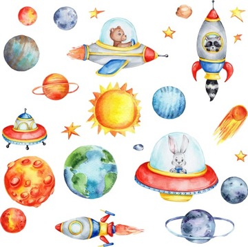 naklejki dla dzieci na ścianę ścienne kosmos 160