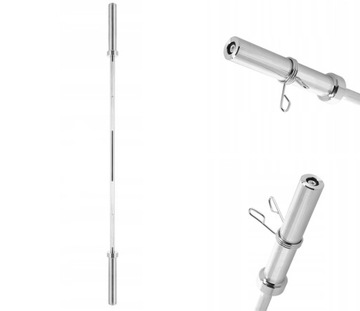 Stalowy gryf prosty olimpijski + zaciski sprężynowe 14 kg 180 cm HMS GOP180