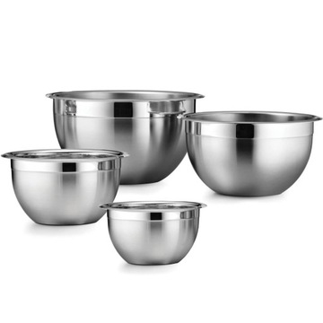 Стальные миски для салатников НАБОР СТАЛЬНЫХ ЧАШ 4 ​​ШТ. НАБОР