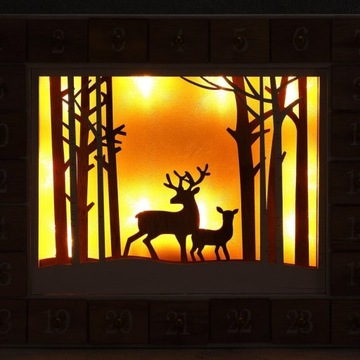 ДЕРЕВЯННЫЙ АДВЕНТ-КАЛЕНДАРЬ СО СВЕТОДИОДНЫМ ПЕЙЗАЖЕМ