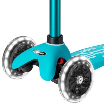Самокат Mini Micro Deluxe LED Aqua со светодиодными колесами